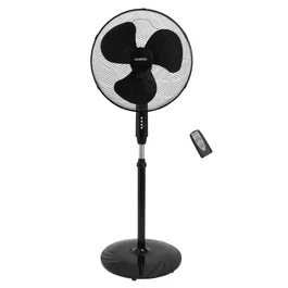 Oceanic Ventilateur de pied sur pied 44 cm 45 W, oscillant, inclinable, télécommande et minuterie, 3 vitesses, 125 cm réglable, noir