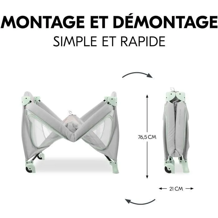 Hauck Sleep N Play Go Plus - Lit parapluie et parc de jeu pliable avec roulettes, 60 x 120 cm, Dusty Mint, de la naissance