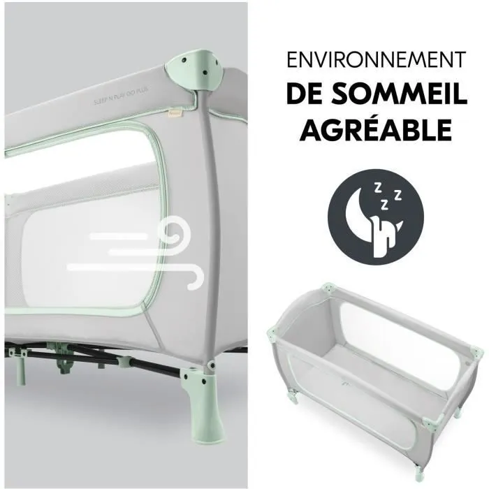 Hauck Sleep N Play Go Plus - Lit parapluie et parc de jeu pliable avec roulettes, 60 x 120 cm, Dusty Mint, de la naissance