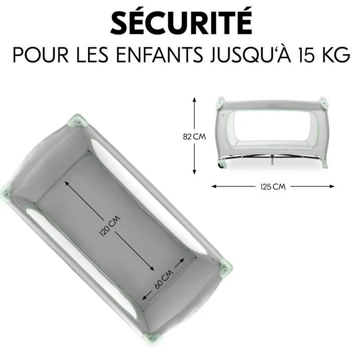 Hauck Sleep N Play Go Plus - Lit parapluie et parc de jeu pliable avec roulettes, 60 x 120 cm, Dusty Mint, de la naissance