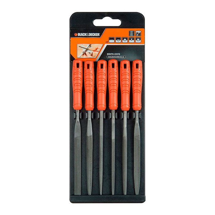 Ensemble de limes Black & Decker bdht0-22270 6 Pièces Figures géométriques Ensemble de limes Black & Decker bdht0-22270 6 Pièces Figures géométriques