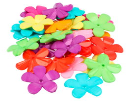 Innspiro Perles en plastique forme de grande fleur opaque multicolore 30mm 100u.
