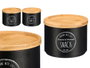 KINVARA Lot de 12 Bocaux Empilables avec Couvercle en Bambou, Noir