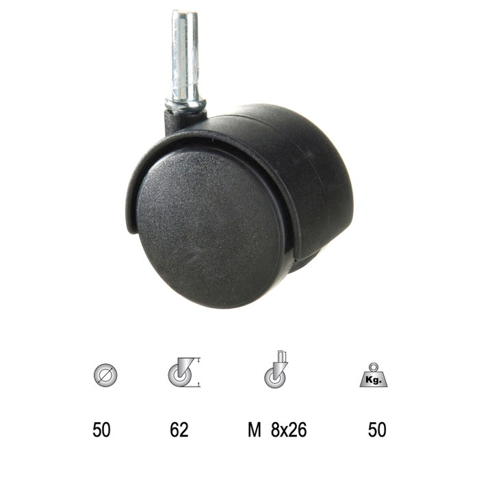 WOLFPACK LINEA PROFESIONAL Roue domestique nylon noir épi 50 mm.</div> WOLFPACK LINEA PROFESIONAL Roue domestique nylon noir épi 50 mm.</div>