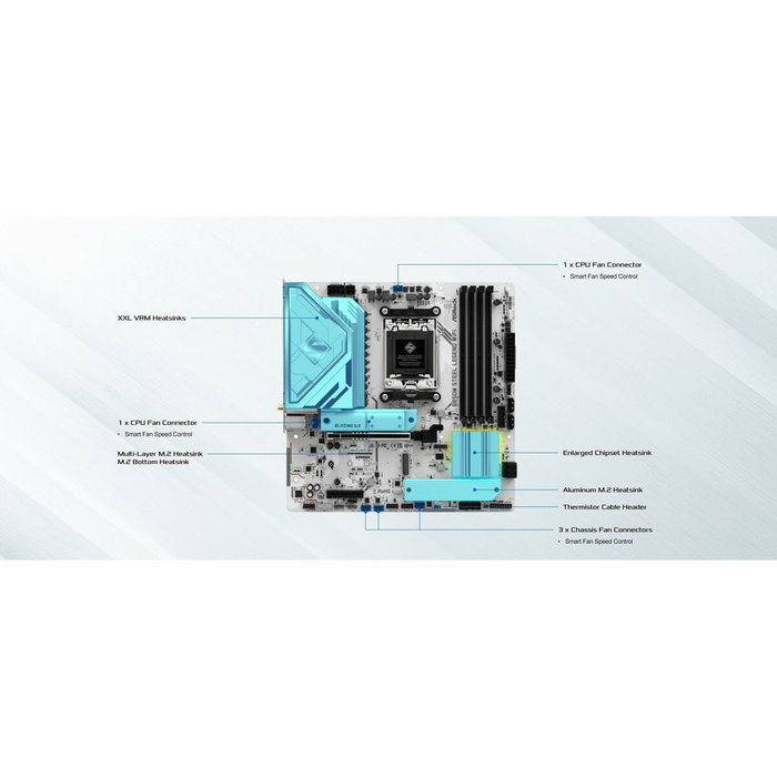 Carte Mère ASRock B850M Steel Legend WiFi Intel Wi-Fi 6 AMD AM5 AMD B850 Carte Mère ASRock B850M Steel Legend WiFi Intel Wi-Fi 6 AMD AM5 AMD B850