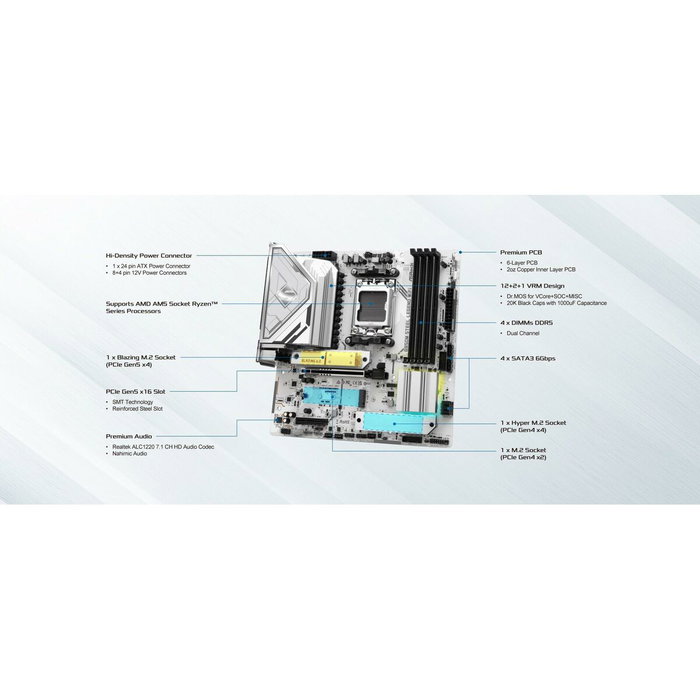 Carte Mère ASRock B850M Steel Legend WiFi Intel Wi-Fi 6 AMD AM5 AMD B850 Carte Mère ASRock B850M Steel Legend WiFi Intel Wi-Fi 6 AMD AM5 AMD B850