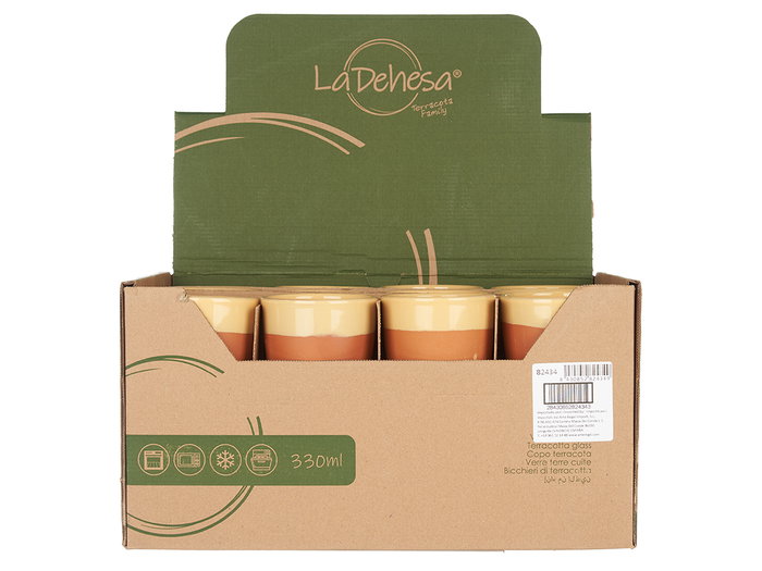 La Dehesa Verre en Terre Cuite Jaune 330 ml 9x9x9,5 cm (Four, Micro-ondes, Lave-vaisselle) (Set de 24)