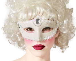 Masque vénitien antifaz blanc pour femme adulte avec strass
