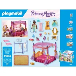 PLAYMOBIL 71847 Chambre de princesse avec lit baldaquin, personnage, tapis, 3 robes et accessoires - Univers féérique pour enfants à partir de 3 ans