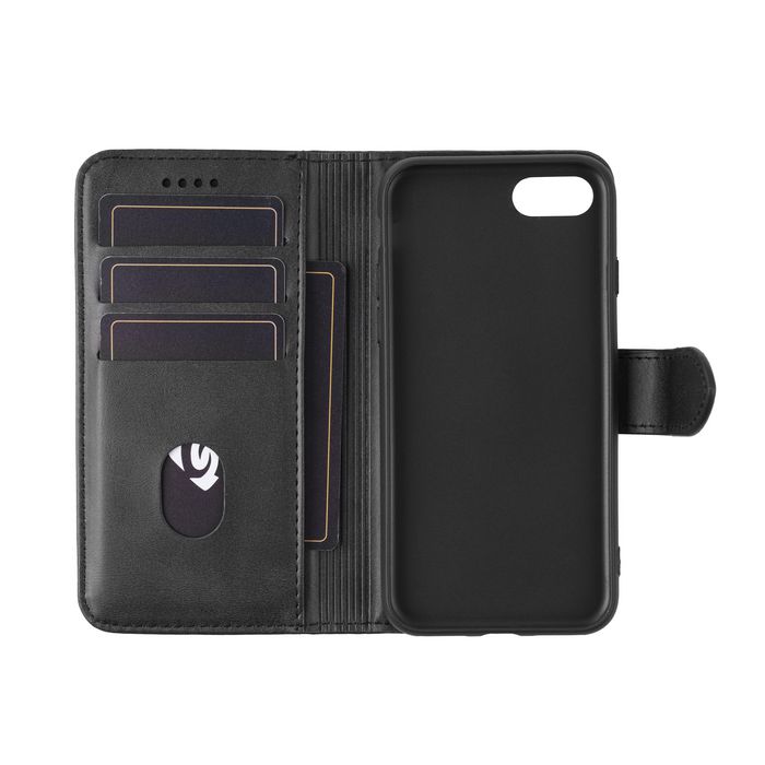 eSTUFF WALES - Coque portefeuille avec support en PU pour iPhone SE 2022/2020 - Noir eSTUFF WALES - Coque portefeuille avec support en PU pour iPhone SE 2022/2020 - Noir