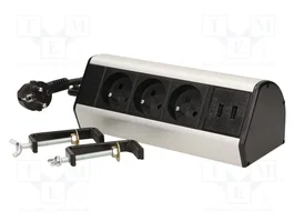 VIRONE Bloc multiprise de meuble FS-5 (3 prises, 2 ports USB)