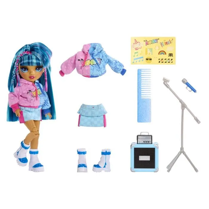 Rainbow High Jr High - Poupée Fashion Dolls Skyler - Rockband - Collection de 4 personnages de 22 cm