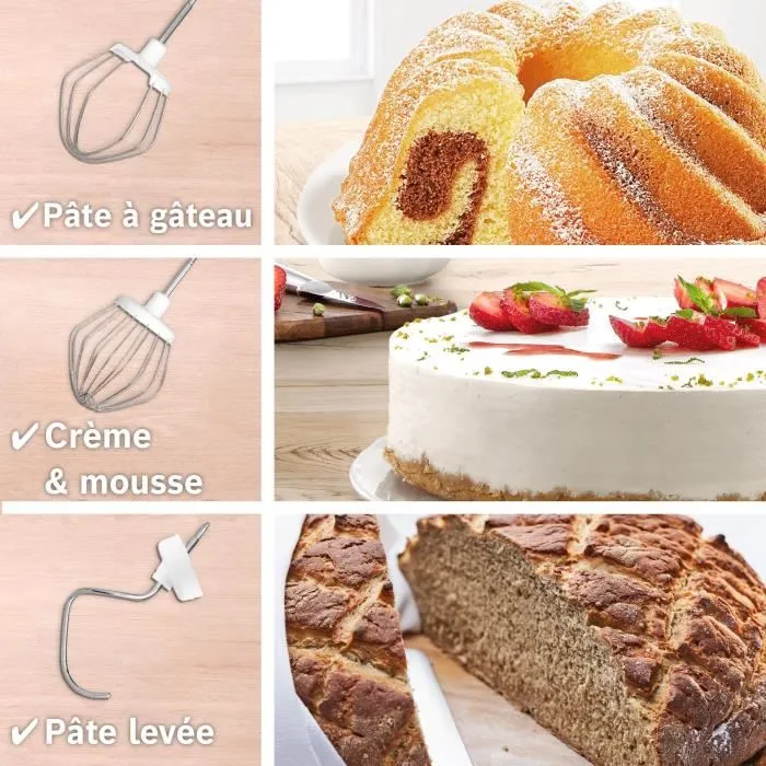 Bosch MUMS2AW21 Robot Pâtissier Serie 2 - 700 W - Bol 3.8 L - 4 Vitesses - avec 3 Disques et Hachoir à Viande - Blanc