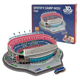 Eleven Force - FC Barcelona - Maquette 3D du Stade Spotify Camp Nou à Construire - Modèle Réduit avec Terrain, Buts, Gradins et Bus