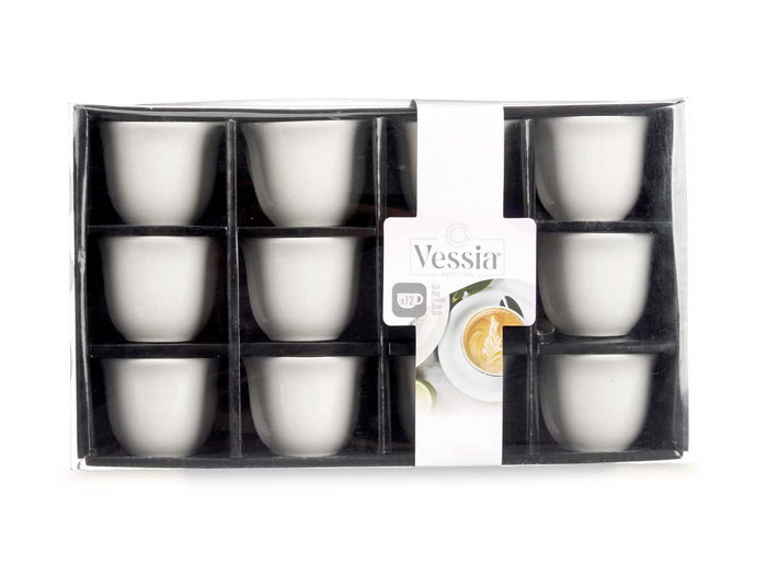 VESSIA Tasses en Porcelaine Blanche 120 ml - Lot de 48 pièces VESSIA Tasses en Porcelaine Blanche 120 ml - Lot de 48 pièces