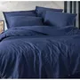 Parure de lit en coton renforcé 100% - 1 housse de couette 220 x 240 cm + 2 taies d'oreiller 60 x 60 cm - Bleu foncé - Literie confortable et durable