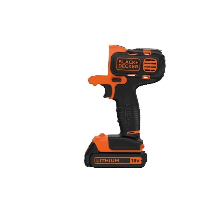 Black + Decker Taladro-Atornillador MultiEvo sans fil 18V 1.5Ah avec chargeur et tête interchangeable - MT218K-QW Black + Decker Taladro-Atornillador MultiEvo sans fil 18V 1.5Ah avec chargeur et tête interchangeable - MT218K-QW