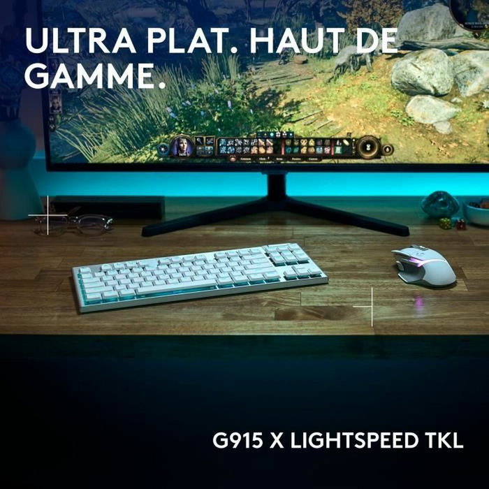 Logitech G G915 TKL X - Clavier Gamer Sans Fil Tactile - Blanc - AZERTY