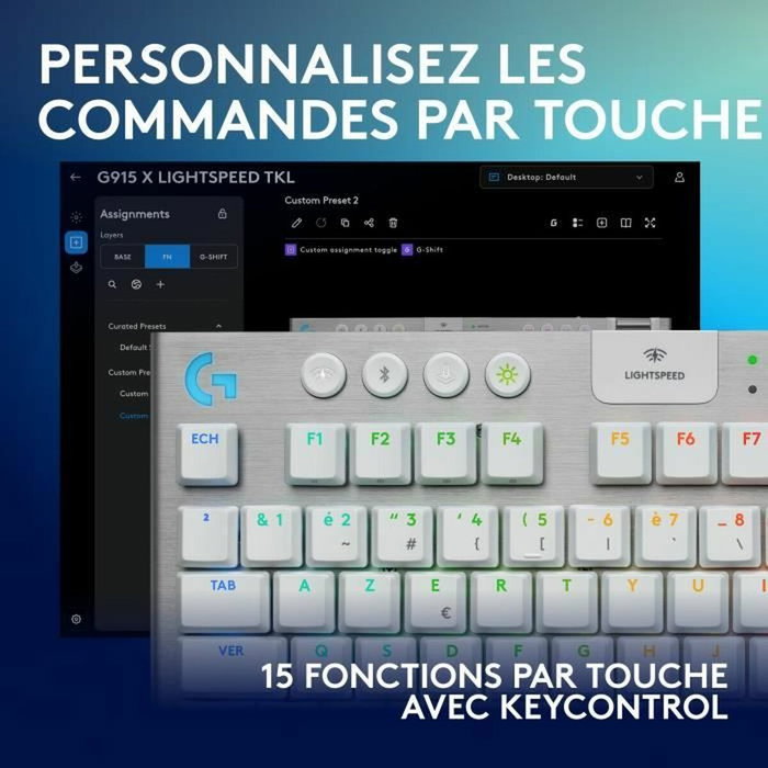 Logitech G G915 TKL X - Clavier Gamer Sans Fil Tactile - Blanc - AZERTY