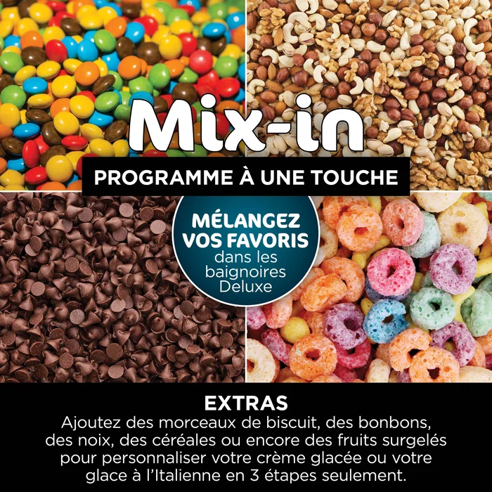 Ninja Creami Deluxe NC502EU - Machine à glaces et sorbets - 2 pots de 709 ml - 10 programmes - Fonction Extras pour boissons pillées et frappées
