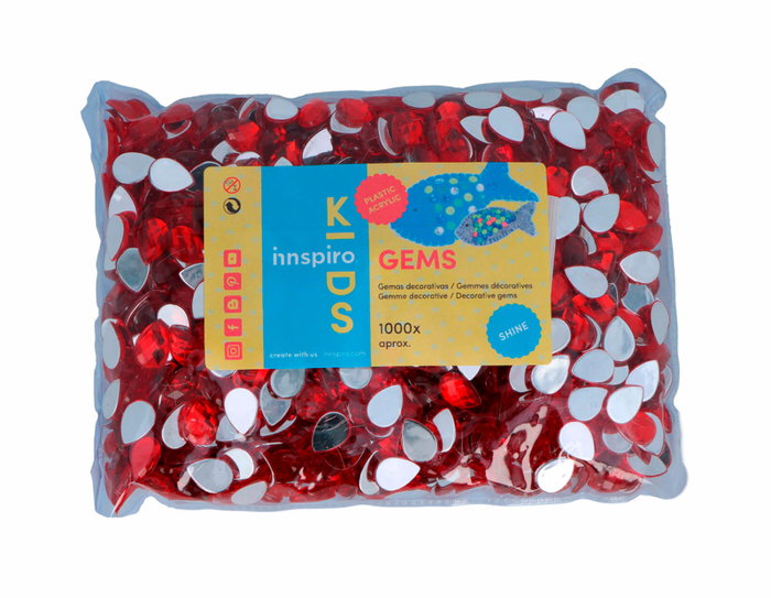 Innspiro Gemmes décoratives acryliques goutte rouge 10x14mm, 1000u. approx.