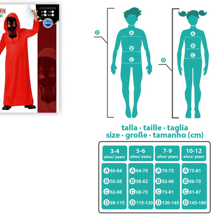 Déguisement Enfant Garçon Démon Halloween Tunique à Capuche Rouge Taille 10-12 Ans avec Masque - Polyester