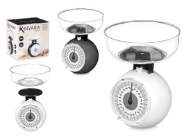 Kinvara Balance de cuisine 5 kg avec bol 1,1 L rouge 18x23x18 cm plastique (Set de 12)