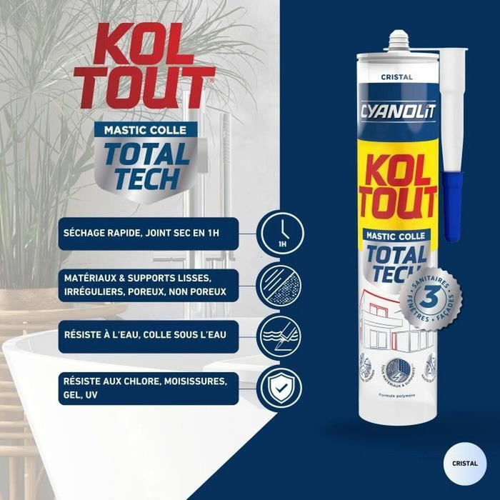 Cyanolit Total Tech Cristal - Colle de fixation et d'étanchéité - 290 ml
