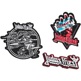 ERIK - Set de 3 autocollants patchs Judas Priest - Taille 7 et 13 cm - Pour couture ou collage sur textile