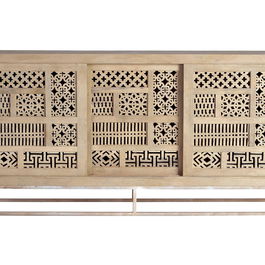 GINER Y COLOMER - Buffet en bois de manguier et métal, 3 portes coulissantes, couleur naturel, 190x95x40 cm