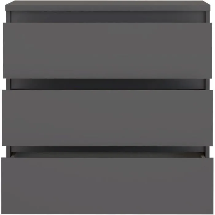 Commode CHELSEA 3 tiroirs - Gris anthracite - Dimensions 77,2 x 42 x 79,9 cm - Meuble de rangement compact et design