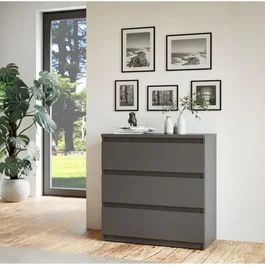 Commode CHELSEA 3 Tiroirs - Anthracite