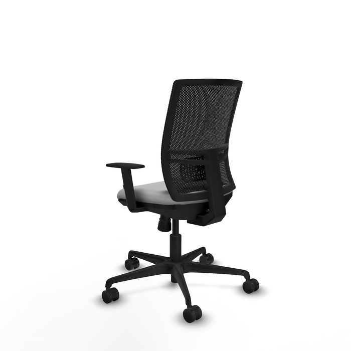 Chaise Yunquera Synchro 4 positions tissu Gris clair Maille Noir Base en nylon noir Accoudoir 1D Sans appui-tête Roulettes 65mm nylon