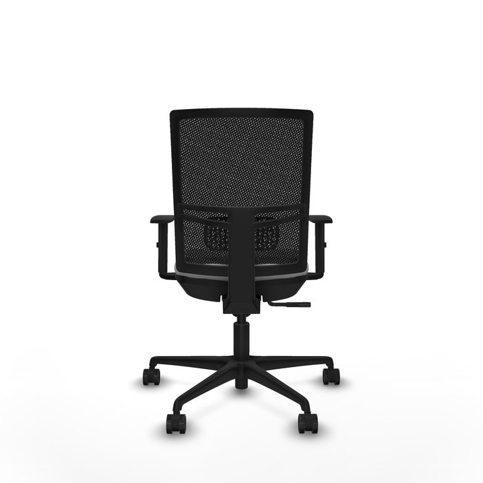 Chaise Yunquera Synchro 4 positions tissu Gris clair Maille Noir Base en nylon noir Accoudoir 1D Sans appui-tête Roulettes 65mm nylon