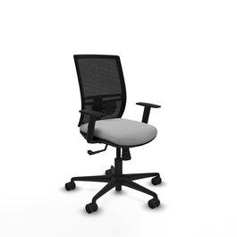Chaise Yunquera Synchro 4 positions tissu Gris clair Maille Noir Base en nylon noir Accoudoir 1D Sans appui-tête Roulettes 65mm nylon