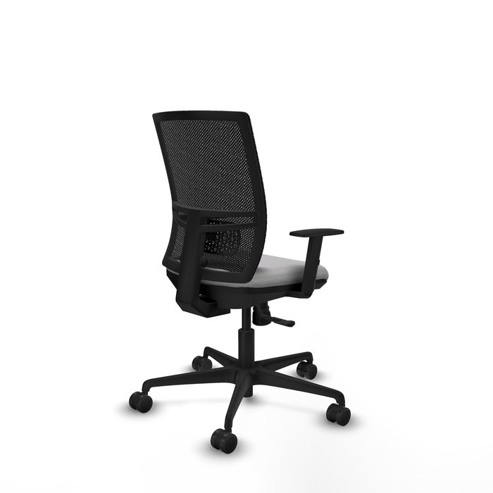 Chaise Yunquera Synchro 4 positions tissu Gris clair Maille Noir Base en nylon noir Accoudoir 1D Sans appui-tête Roulettes 65mm nylon