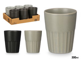 VESSIA Lot de 24 Tasses Café au Lait Gris et Noir 300 ml