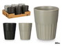 Vessia Tasse Café au Lait Gris Noir 300 ml Céramique Mate Assortie 8x10x8 cm (Set de 24)