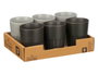 Vessia Tasse Café au Lait Gris Noir 300 ml Céramique Mate Assortie 8x10x8 cm (Set de 24)