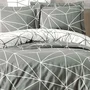 Parure de Lit 240 x 220 cm - 1 Housse de Couette + 2 Taies d'Oreiller 60x60 cm - Coton Renforcé 100% - 140 Fils - Gris