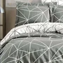 Parure de Lit 240 x 220 cm - 1 Housse de Couette + 2 Taies d'Oreiller 60x60 cm - Coton Renforcé 100% - 140 Fils - Gris