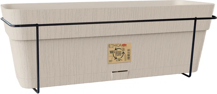 Stefanplast ETHICA - Balconnière rectangulaire 50 cm, 9 L, finition craie - Pour balcon, style minimaliste et lumineux