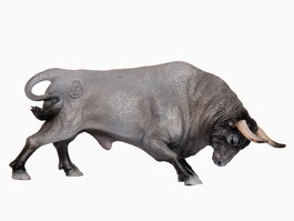 DEQUBE Toro bravo Cárdeno embistiendo