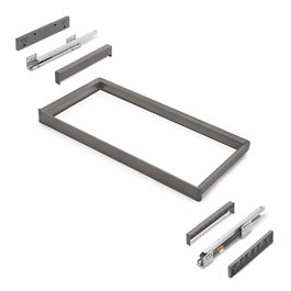 Emuca Rack avec glissières à extension totale et à fermeture douce pour accessoires d'armoire Quartz, 837-863mm, Aluminium et plastique, Titane