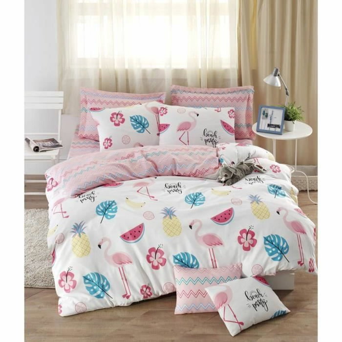 BigBuy Home Parure de couette King size Blanc, Rose, Bleu et Jaune, 3 pièces BigBuy Home Parure de couette King size Blanc, Rose, Bleu et Jaune, 3 pièces