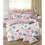 BigBuy Home Parure de couette King size Blanc, Rose, Bleu et Jaune, 3 pièces