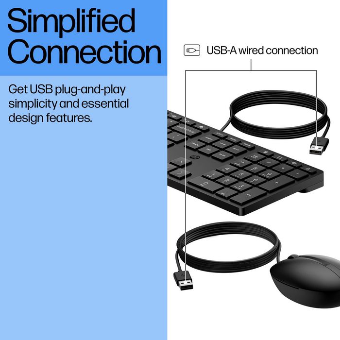 HP 320MK Ensemble Clavier et Souris Filaire - Noir - UK HP 320MK Ensemble Clavier et Souris Filaire - Noir - UK