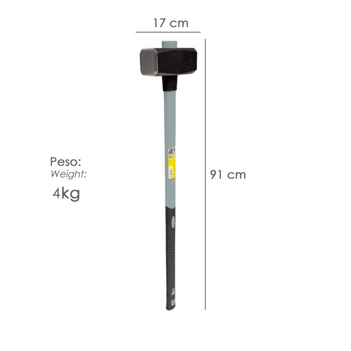 WOLFPACK LINEA PROFESIONAL Maza avec manche en fibre de verre, 4 kg