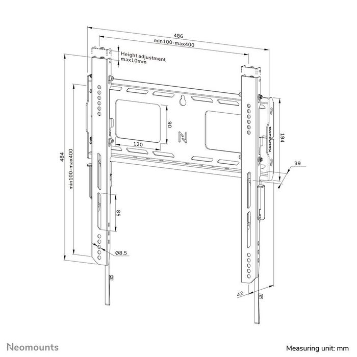 Neomounts WL30-750BL14 Support Mural Fixe pour Écran TV / Vidéo 32 à 75 Pouces (100 kg, VESA 100x100 à 400x400) - Noir