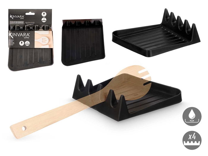 Kinvara Support à ustensiles noir 14 x 4 x 15 cm en plastique TPR (Set de 24) Kinvara Support à ustensiles noir 14 x 4 x 15 cm en plastique TPR (Set de 24)